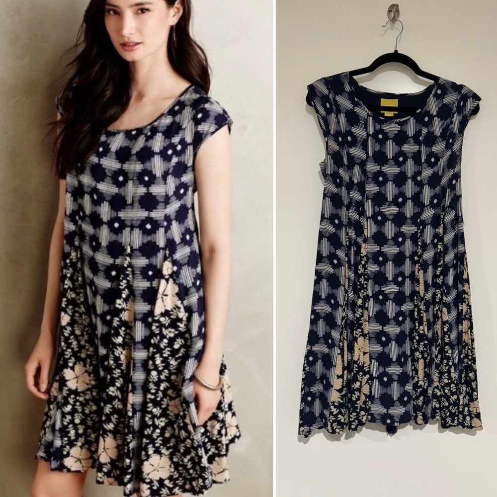 ANTHRO ✨ MAEVE lace up back cap sleeve dress | Sz S